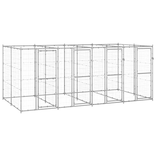Hundehütte für draußen, verzinkter Stahl, 9,68 m, silberfarben Hundehütte für draußen, verzinkter Stahl, 9,68 m, silberfarben von RAUGAJ