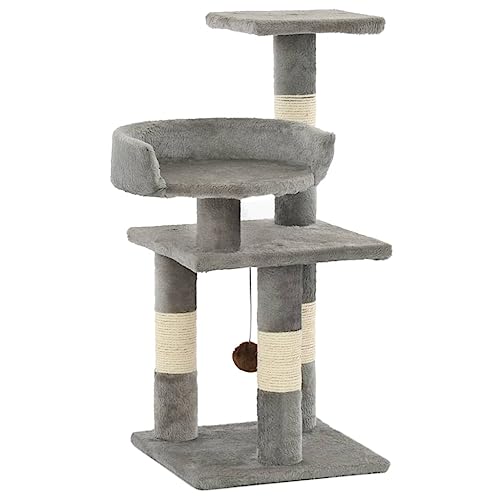 Kratzbaum mit Sisal-Kratzstämmen, 65 cm, grau, Artikelfarbe: Grau Kratzbaum mit Sisal-Kratzstämmen, 65 cm, grau, Artikelfarbe: Grau von RAUGAJ