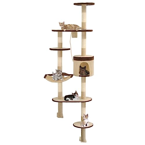 Kratzbaum mit Sisal-Kratzstämmen, Wandmontage, 194 cm, Farbe: Beige und Braun Kratzbaum mit Sisal-Kratzstämmen, Wandmontage, 194 cm, Farbe: Beige und Braun von RAUGAJ