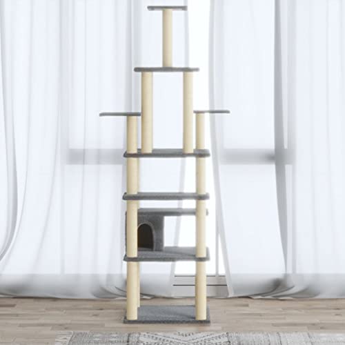 Kratzbaum mit Sisal-Kratzstämmen, hellgrau, 183 cm, Artikelfarbe: Hellgrau Kratzbaum mit Sisal-Kratzstämmen, hellgrau, 183 cm, Artikelfarbe: Hellgrau von RAUGAJ