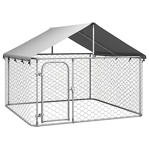Outdoor Hundehütte mit Dach 200x200x150 cm, Artikelfarbe-Silber Outdoor Hundehütte mit Dach 200x200x150 cm, Artikelfarbe-Silber von RAUGAJ