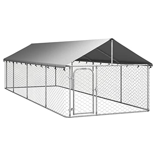 Outdoor Hundehütte mit Dach 600x200x150 cm, Artikelfarbe-Silber Outdoor Hundehütte mit Dach 600x200x150 cm, Artikelfarbe-Silber von RAUGAJ