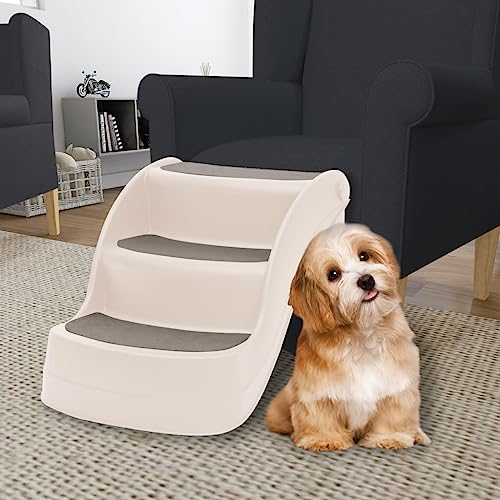 Pet Steps & Ramps Klappbare 3-stufige Hundetreppe Creme 50x38x38cm Kunststoff Tiere & Haustierbedarf von RAUGAJ