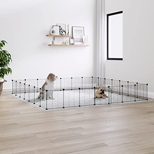 Pet Supplies Haustierkäfig mit Tür, 28 Paneele, 35 x 35 cm, Schwarz Pet Supplies Haustierkäfig mit Tür, 28 Paneele, 35 x 35 cm, Schwarz von RAUGAJ