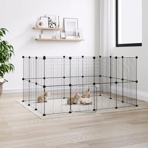 Pet Supplies Haustierkäfig mit Tür, 28 Paneele, 35 x 35 cm, Schwarz Pet Supplies Haustierkäfig mit Tür, 28 Paneele, 35 x 35 cm, Schwarz von RAUGAJ