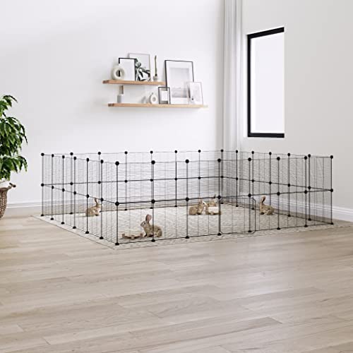 Pet Supplies Haustierkäfig mit Tür, 52 Paneele, 35 x 35 cm, Schwarz Pet Supplies Haustierkäfig mit Tür, 52 Paneele, 35 x 35 cm, Schwarz von RAUGAJ