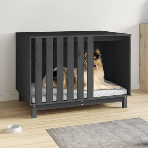 Pet Supplies-Hundehütte, 100 x 70 x 72 cm, Massivholz, Kiefer, Grau Pet Supplies-Hundehütte, 100 x 70 x 72 cm, Massivholz, Kiefer, Grau von RAUGAJ