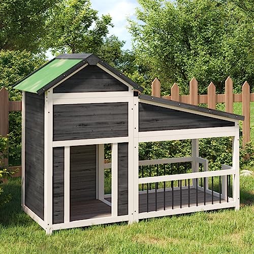 Pet Supplies Hundehütte, 143 x 60,5 x 109 cm, Massivholz, Kiefer, Grau Pet Supplies Hundehütte, 143 x 60,5 x 109 cm, Massivholz, Kiefer, Grau von RAUGAJ