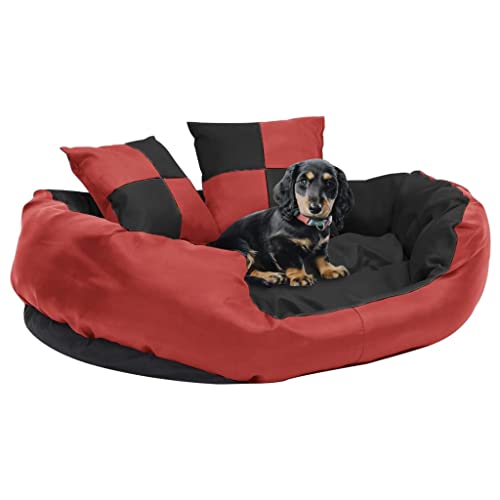 Pet Supplies Hundekissen, waschbar, 85 x 70 x 20 cm, Rot / Schwarz von RAUGAJ