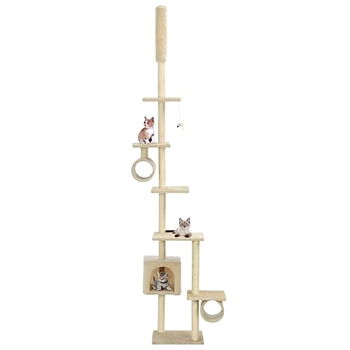 Pet Supplies Kratzbaum mit Sisal-Kratzstämmen, 260 cm, Beige Pet Supplies Kratzbaum mit Sisal-Kratzstämmen, 260 cm, Beige von RAUGAJ