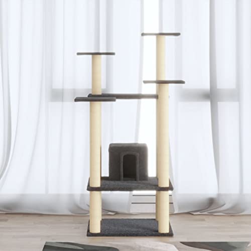 Pet Supplies Kratzbaum mit Sisal-Kratzstämmen, Dunkelgrau, 110 cm, Tier- und Haustierbedarf Pet Supplies Kratzbaum mit Sisal-Kratzstämmen, Dunkelgrau, 110 cm, Tier- und Haustierbedarf von RAUGAJ