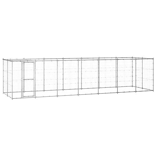 Pet Supplies-Outdoor Hundehütte aus verzinktem Stahl mit Dach, 16,94 m² von RAUGAJ