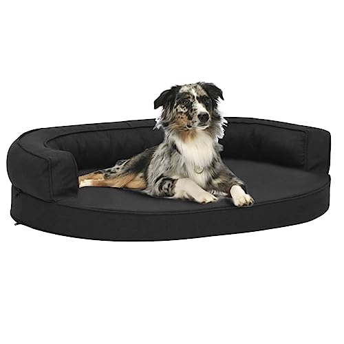 RAUGAJ Home Furniture Hundebett, ergonomisch, 75 x 53 cm, Leinenoptik, Schwarz von RAUGAJ