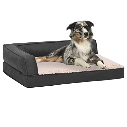 RAUGAJ Hundebett, ergonomisch, 60 x 42 cm, Leinenoptik, Fleece, dunkelgrau, Artikelfarbe dunkelgrau und creme RAUGAJ Hundebett, ergonomisch, 60 x 42 cm, Leinenoptik, Fleece, dunkelgrau, Artikelfarbe dunkelgrau und creme von RAUGAJ