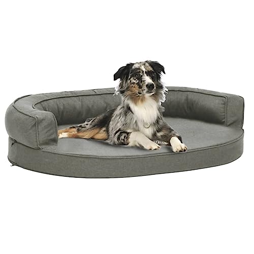 RAUGAJ Hundebett, ergonomisch, 75 x 53 cm, Leinenoptik, grau, Artikelfarbe: Grau von RAUGAJ