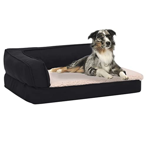 RAUGAJ Hundebett, ergonomisch, 90 x 64 cm, Leinenoptik, Fleece, Schwarz, Farbe: Schwarz und Creme RAUGAJ Hundebett, ergonomisch, 90 x 64 cm, Leinenoptik, Fleece, Schwarz, Farbe: Schwarz und Creme von RAUGAJ
