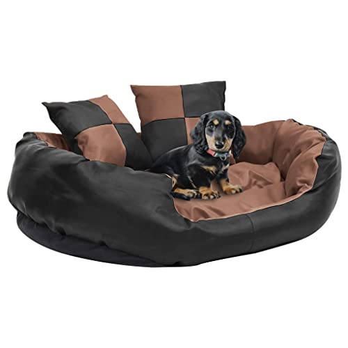 RAUGAJ Hundekissen, wendbar, waschbar, 85 x 70 x 20 cm, Schwarz / Braun von RAUGAJ