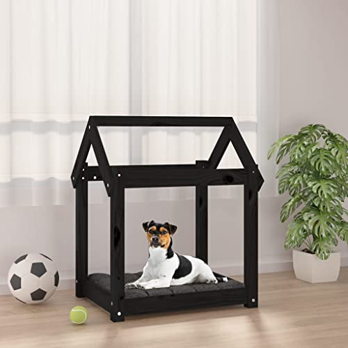 RAUGAJ Pet Supplies-Hundebett, 61 x 50 x 70 cm, Massivholz, Kiefer, Schwarz von RAUGAJ