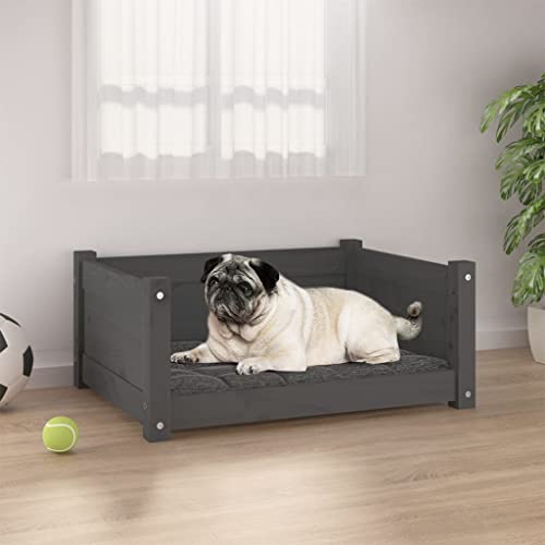 RAUGAJ Pet Supplies-Hundebett, 65,5 x 50,5 x 28 cm, Kiefer massiv, Grau von RAUGAJ