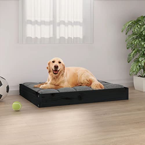 RAUGAJ Pet Supplies-Hundebett, 71,5 x 54 x 9 cm, Massivholz, Kiefer, Schwarz von RAUGAJ