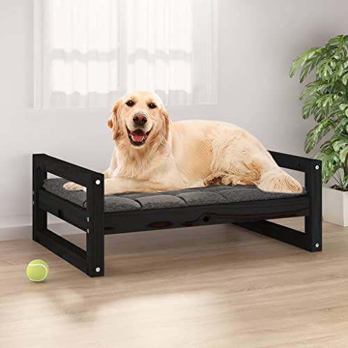 RAUGAJ Pet Supplies-Hundebett, 75,5 x 55,5 x 28 cm, Kiefer massiv, Schwarz von RAUGAJ