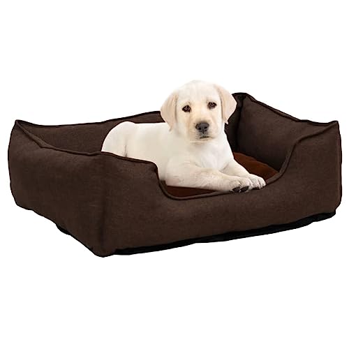 RAUGAJ Pet Supplies-Hundebett Braun 85,5x70x23 cm Leinenoptik Fleece Tiere & Tierbedarf von RAUGAJ