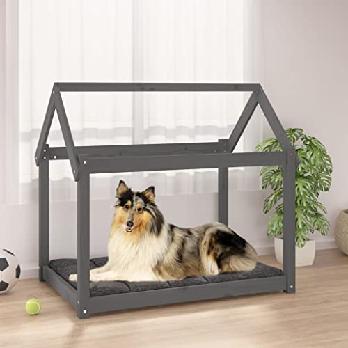 RAUGAJ Pet Supplies-Hundebett Grau 101x70x90 cm Massivholz Kiefer-Tiere & Haustierbedarf von RAUGAJ