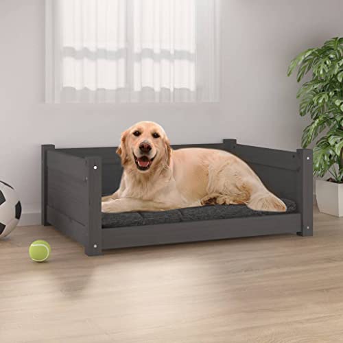 RAUGAJ Pet Supplies-Hundebett Grau 75,5 x 55,5 x 28 cm Kiefer Massivholz Tiere & Haustierbedarf von RAUGAJ