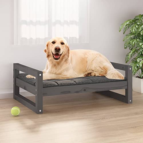 RAUGAJ Pet Supplies-Hundebett Grau 75,5 x 55,5 x 28 cm Kiefer Massivholz Tiere & Haustierbedarf von RAUGAJ