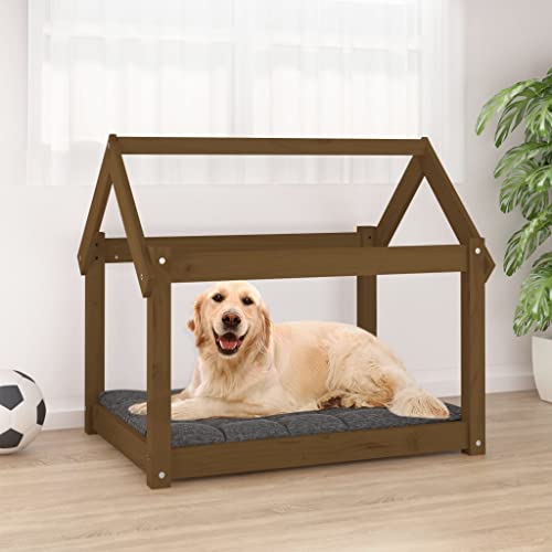 RAUGAJ Pet Supplies-Hundebett Honigbraun 81x60x70 cm Kiefer Massivholz Tiere & Tierbedarf von RAUGAJ