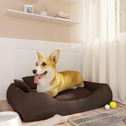 RAUGAJ Pet Supplies Hundekissen mit Kissen, 75 x 58 x 18 cm, Oxford-Stoff, Braun von RAUGAJ