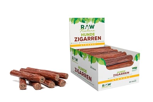 RAW Nature Hunde-Zigarre Strauß PUR 60-Stück - 100% natürliches Hundesnack - Monoprotein - hypoallergen & getreidefrei - luftgetrocknetes Straußenfleisch - Dörrfleisch - hochwertiges Muskelfleisch RAW Nature Hunde-Zigarre Strauß PUR 60-Stück - 100% natürliches Hundesnack - Monoprotein - hypoallergen & getreidefrei - luftgetrocknetes Straußenfleisch - Dörrfleisch - hochwertiges Muskelfleisch von RAW Nature