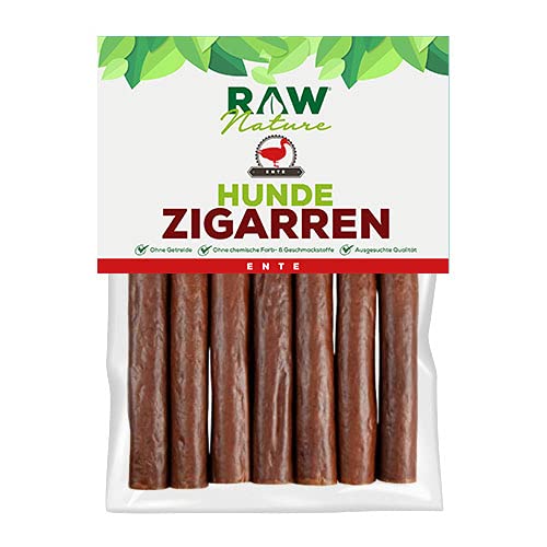 RAW Nature Hunde-Zigarre Ente PUR 7-Stück - 100% natürliches Hundesnack - Monoprotein - hypoallergen & getreidefrei - luftgetrocknetes Entenfleisch - Dörrfleisch - hochwertiges Muskelfleisch von RAW Nature