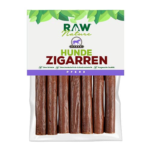 RAW Nature Hunde-Zigarre Pferd PUR 7-Stück - 100% natürliches Hundesnack - Monoprotein - hypoallergen & getreidefrei - luftgetrocknetes Pferdefleisch - Dörrfleisch - hochwertiges Muskelfleisch von RAW Nature