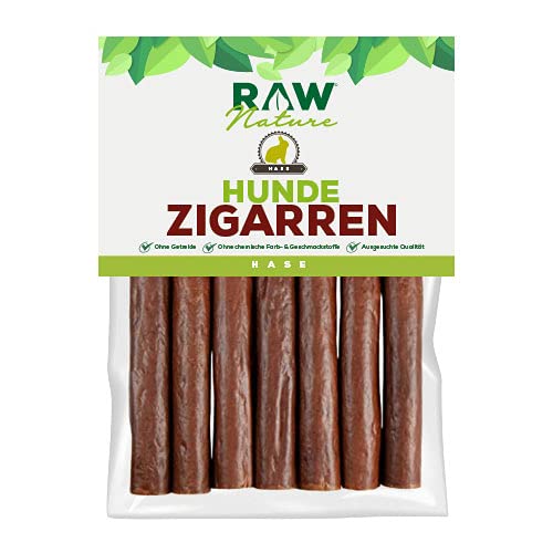 RAW Nature Hunde-Zigarre Hase PUR 7-Stück - 100% natürliches Hundesnack - Monoprotein - hypoallergen & getreidefrei - luftgetrocknetes Kaninchenfleisch - hochwertiges Muskelfleisch von RAW Nature