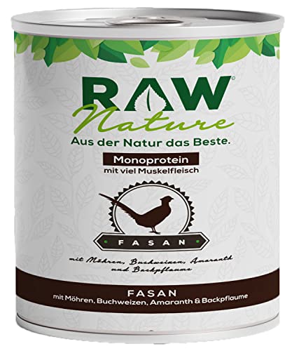 RAW Nature - Fasan Pur 800g - Mit Möhren, Buchweizen, Amaranth und Backpflaume - Nassfutter für Hunde - Hoher Fleischanteil - Monoprotein - Alleinfuttermittel - Getreidefreies Hundefutter von RAW Nature