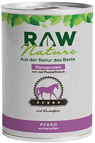 RAW Nature - Pferd Pur 400 g - Mit Kartoffeln - Nassfutter für Hunde - Hoher Fleischanteil - Monoprotein - Getreidefreies Hundefutter von RAW Nature