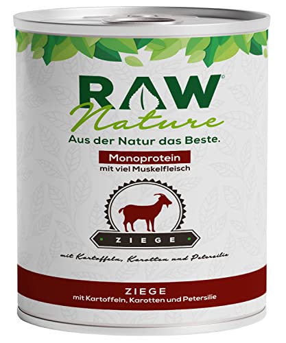 RAW Nature - Ziege Pur 800g - Mit Kartoffeln, Möhren & Petersilie - Nassfutter für Hunde - Hoher Fleischanteil - Monoprotein - Alleinfuttermittel - Getreidefreies Hundefutter von RAW Nature