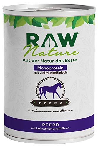 RAW Nature - Pferd Pur 400g - Mit Leinsamen - Nassfutter für Hunde - Hoher Fleischanteil - Monoprotein - Alleinfuttermittel - Getreidefreies Hundefutter RAW Nature - Pferd Pur 400g - Mit Leinsamen - Nassfutter für Hunde - Hoher Fleischanteil - Monoprotein - Alleinfuttermittel - Getreidefreies Hundefutter von RAW Nature
