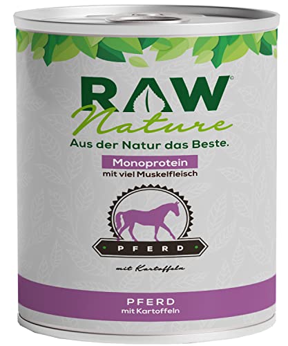 RAW Nature - Pferd Pur 800g - Mit Kartoffeln - Nassfutter für Hunde - Hoher Fleischanteil - Monoprotein - Alleinfuttermittel - Getreidefreies Hundefutter von RAW Nature