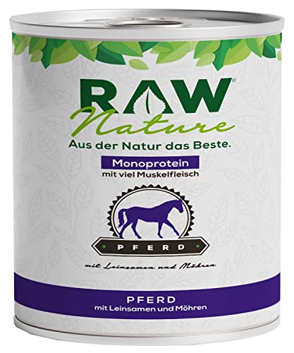 RAW Nature - Pferd Pur 800g - Mit Leinsamen - Nassfutter für Hunde - Hoher Fleischanteil - Monoprotein - Alleinfuttermittel - Getreidefreies Hundefutter RAW Nature - Pferd Pur 800g - Mit Leinsamen - Nassfutter für Hunde - Hoher Fleischanteil - Monoprotein - Alleinfuttermittel - Getreidefreies Hundefutter von RAW Nature