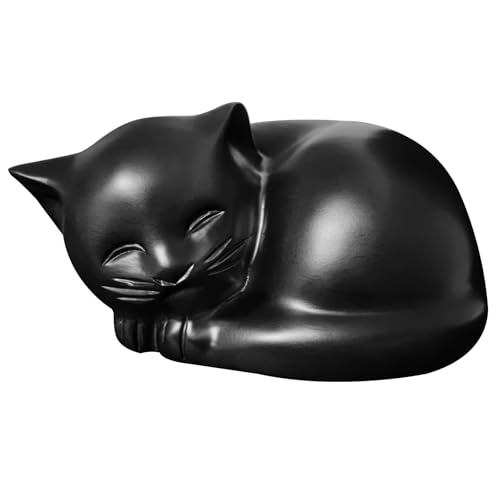 RAYNA GAMES Katzenurne Haustier Urnen,Schlafende Katze Urne,Haustier Urne für Katzen Asche,Beerdigung Urne für Katzen,Kremation Katze Urne,Haustier Gedenkstätte Keepsake Urnen(Schwarz) von RAYNA GAMES