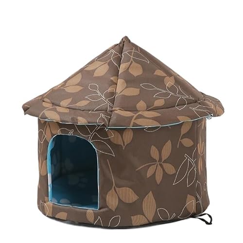Geschlossenes Schlafnest for den Innen- und Außenbereich mit abnehmbarem Kissenkorb, Reisezubehör for Haustiere, Hundehütte, weiches Haustierbett-Zelt (Color : CoffeeLeaf, Size : M 40x41) von RC-BKKXXEAV