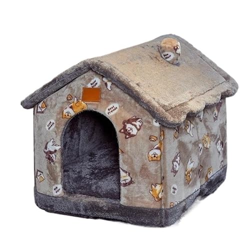 Warmes Haus, Haustierbedarf, Welpenhöhle, Sofa, zusammenklappbares Hundehaus, Hundebett, Haustier (Color : Coffee, Size : M 48x40x39cm) von RC-BKKXXEAV