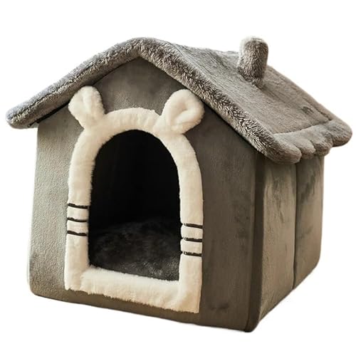 Warmes Haus, Haustierbedarf, Welpenhöhle, Sofa, zusammenklappbares Hundehaus, Hundebett, Haustier (Color : Dark Grey, Size : L 53x46x43cm) von RC-BKKXXEAV
