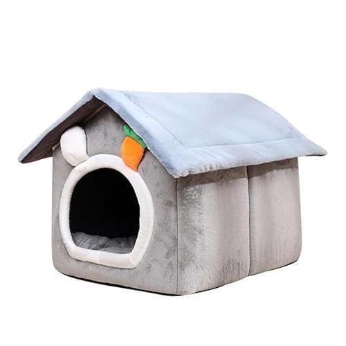 Zwingermatratze for kleine, mittelgroße und große Hunde und Katzen, warme Welpenhöhle, zusammenklappbare Hundehütte, warmes Sofa for den Innenbereich (Color : Gray, Size : 52x43x43CM) von RC-BKKXXEAV