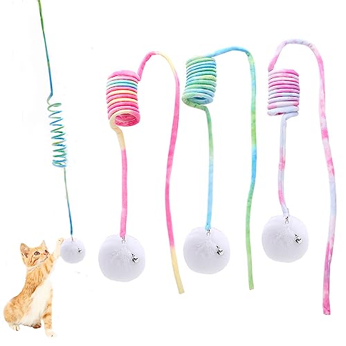 RCIDOS Hanging Spring Plush Ball Cat Toy,Pet cat Toys,Bouncing cat Toy,Self-Play Hanging Stretchable Cat Spring with Bell-Gradient 3pcs von RCIDOS