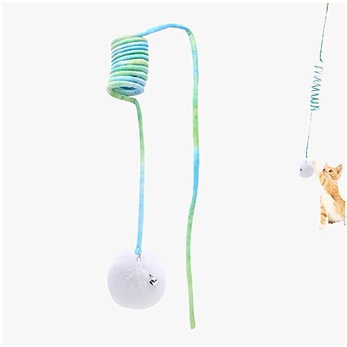 RCIDOS Hanging Spring Plush Ball Cat Toy,Pet cat Toys,Bouncing cat Toy,Self-Play Hanging Stretchable Cat Spring with Bell-Gradient Green von RCIDOS