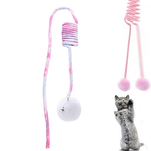 RCIDOS Hanging Spring Plush Ball Cat Toy,Pet cat Toys,Bouncing cat Toy,Self-Play Hanging Stretchable Cat Spring with Bell-Gradient Violet von RCIDOS