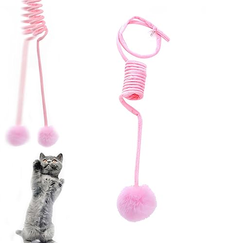 RCIDOS Hanging Spring Plush Ball Cat Toy,Pet cat Toys,Bouncing cat Toy,Self-Play Hanging Stretchable Cat Spring with Bell-Powder von RCIDOS